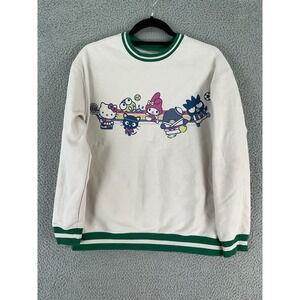Sanrio Hello Kitty and Friends Sweatshirt Women Medium Cream Green Varsity Sport